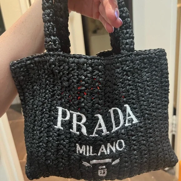 Designer Black Woven Tote Bag - Picture 4 of 4
